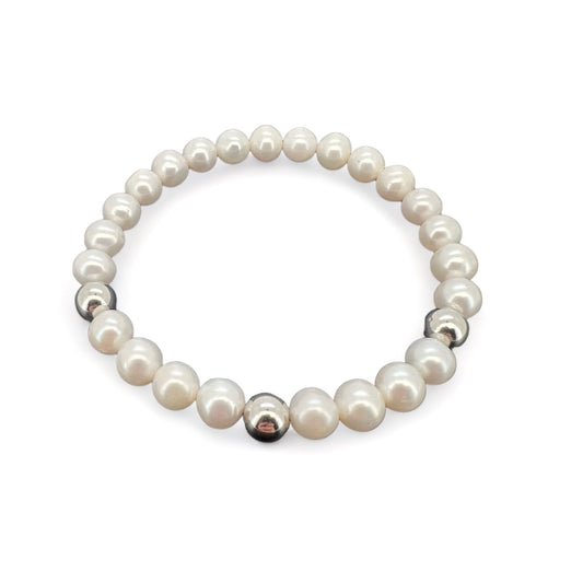 Ellegi Gioielli | Bracciale elastico perle e sfere in oro