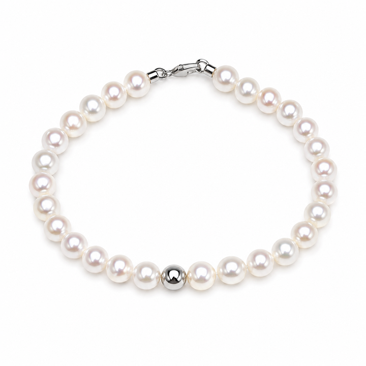 Ellegi Gioielli | Bracciale di perle con sfera liscia in oro
