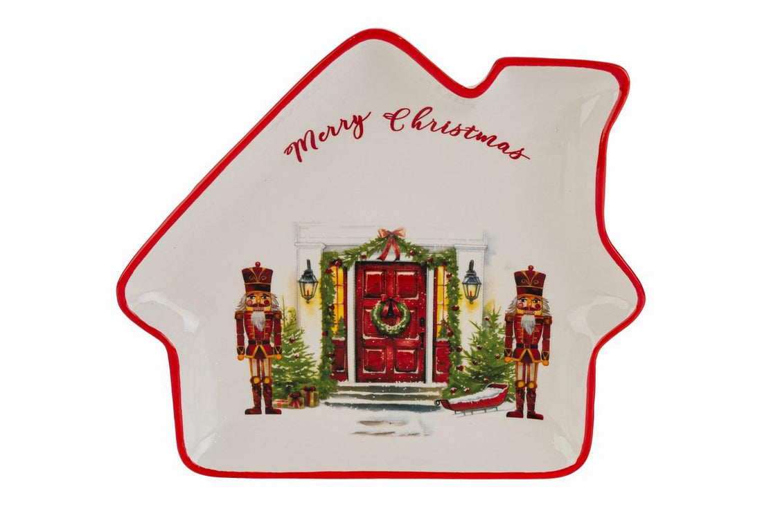 Le Stelle | Vassoio casetta con schiaccianoci porcellana