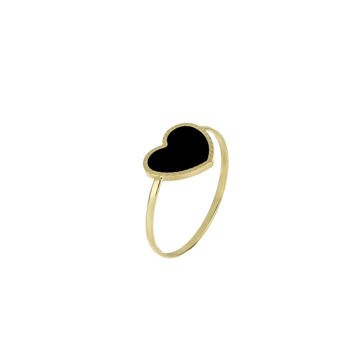 iGold | Anello cuore nero in oro 9 kt