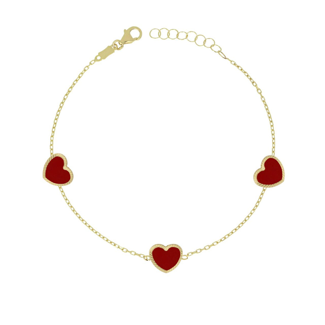 iGold | Bracciale in oro 9kt con cuori rossi