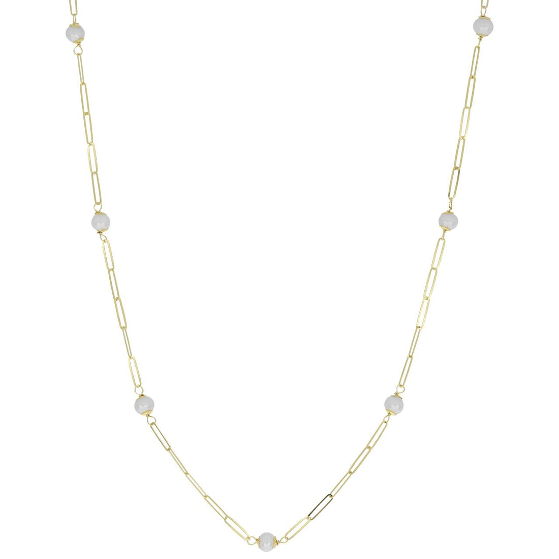 iGold | Collana design maglia larga con perle in oro 9 kt