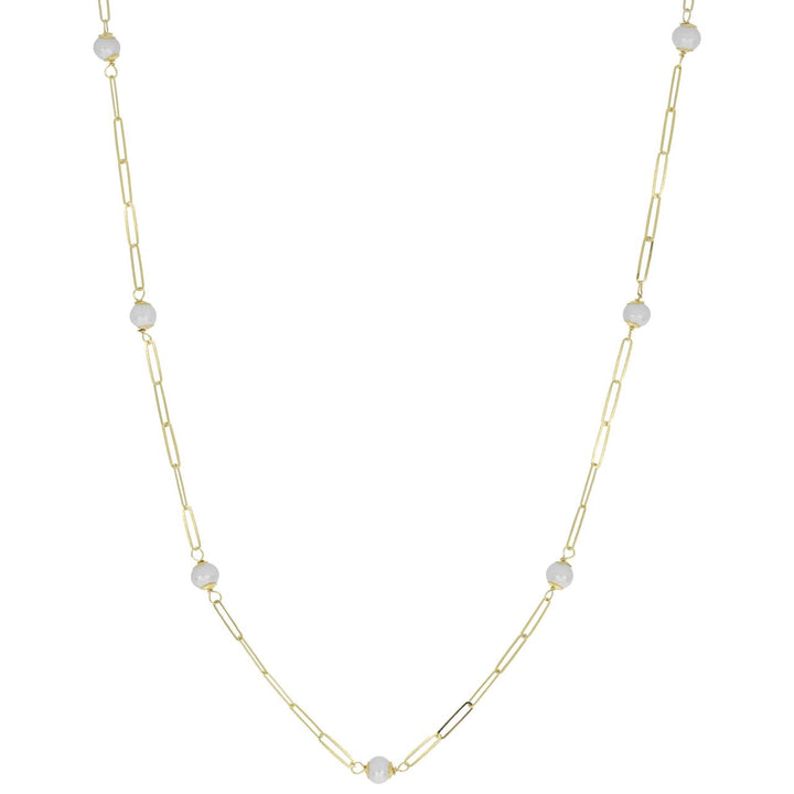 iGold | Collana design maglia larga con perle in oro 9 kt