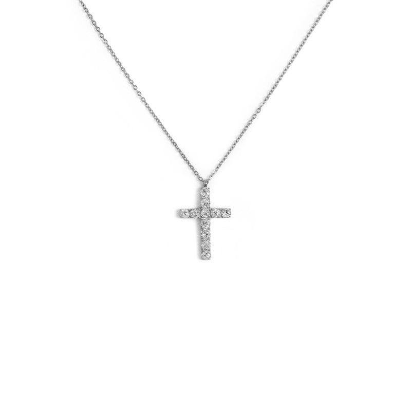 Marlù | Collana croce pendente 2,6 cm con zirconi