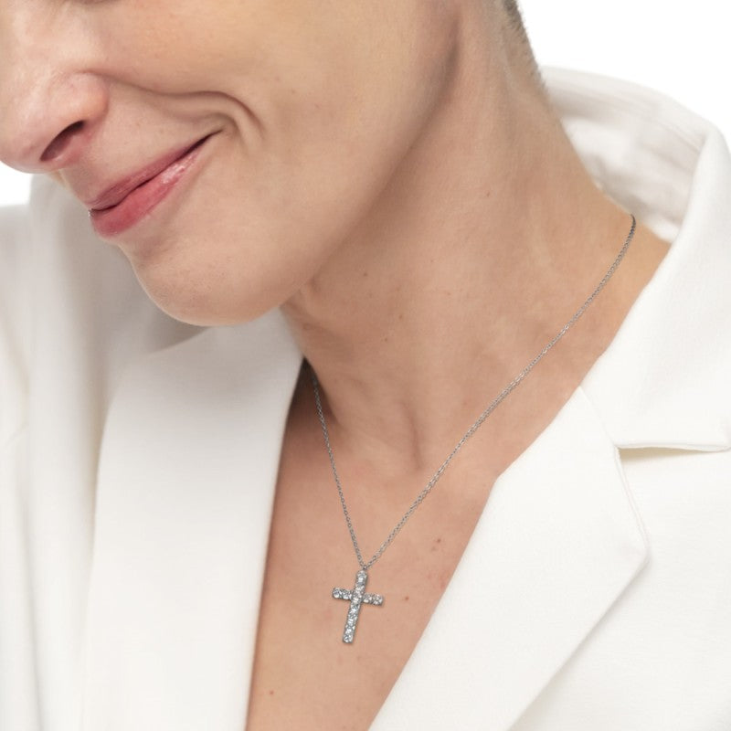 Marlù | Collana croce pendente 2,6 cm con zirconi