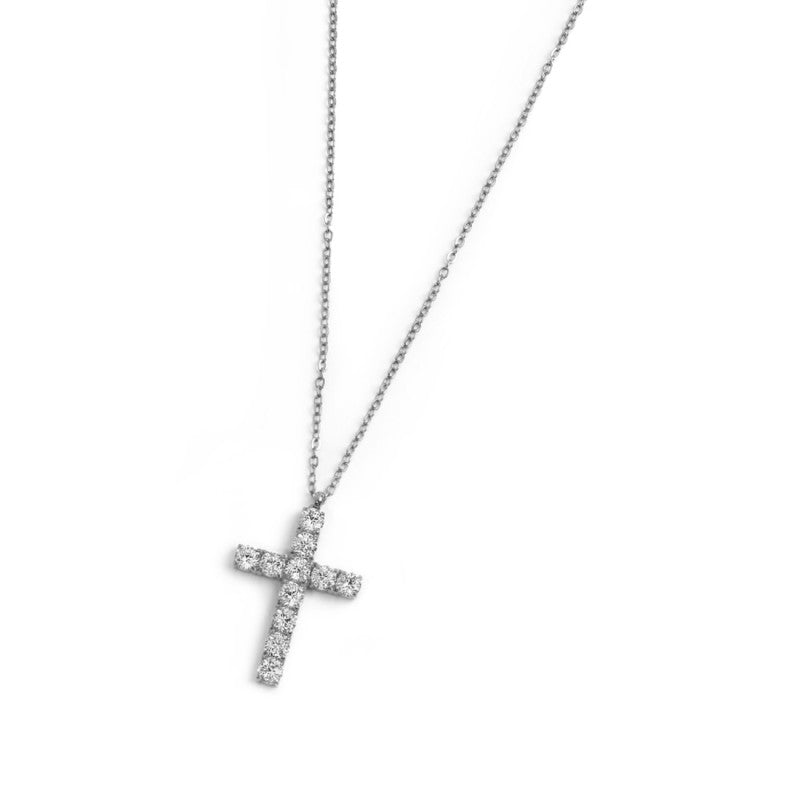 Marlù | Collana croce pendente 2,6 cm con zirconi