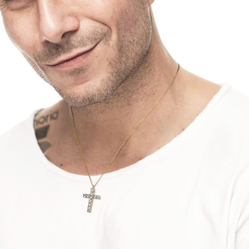 Marlù | Collana croce pendente 2,6 cm con zirconi