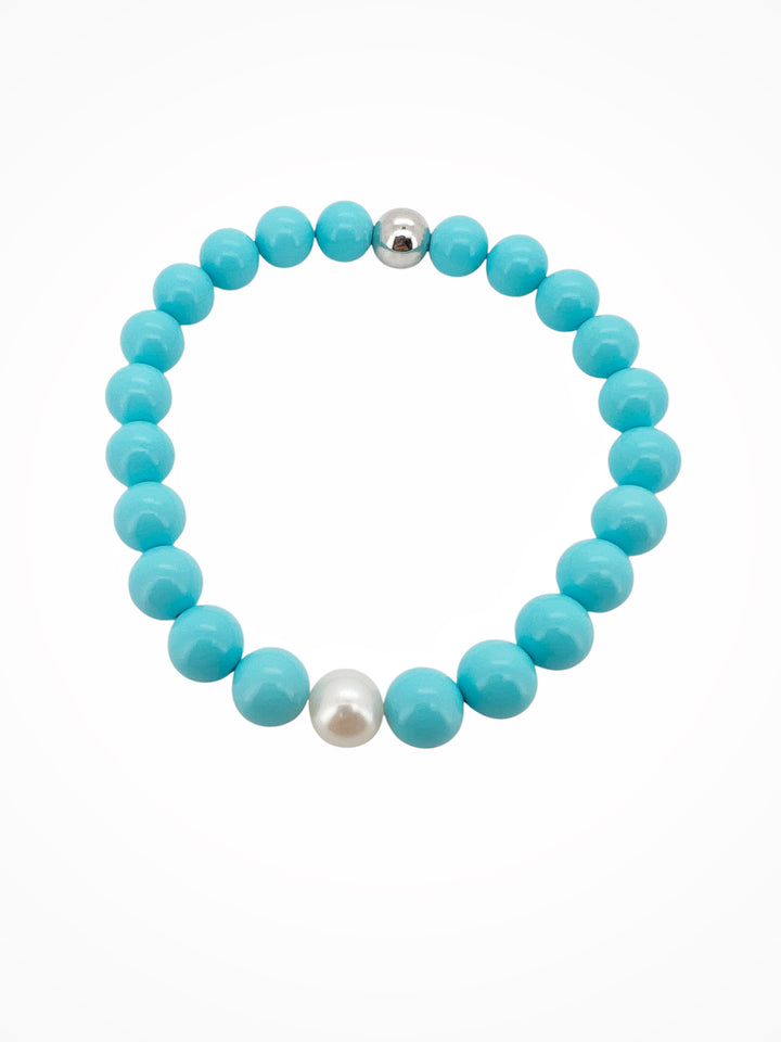Ellegi Argento | Bracciale pasta di turchese con sfera in argento e perla