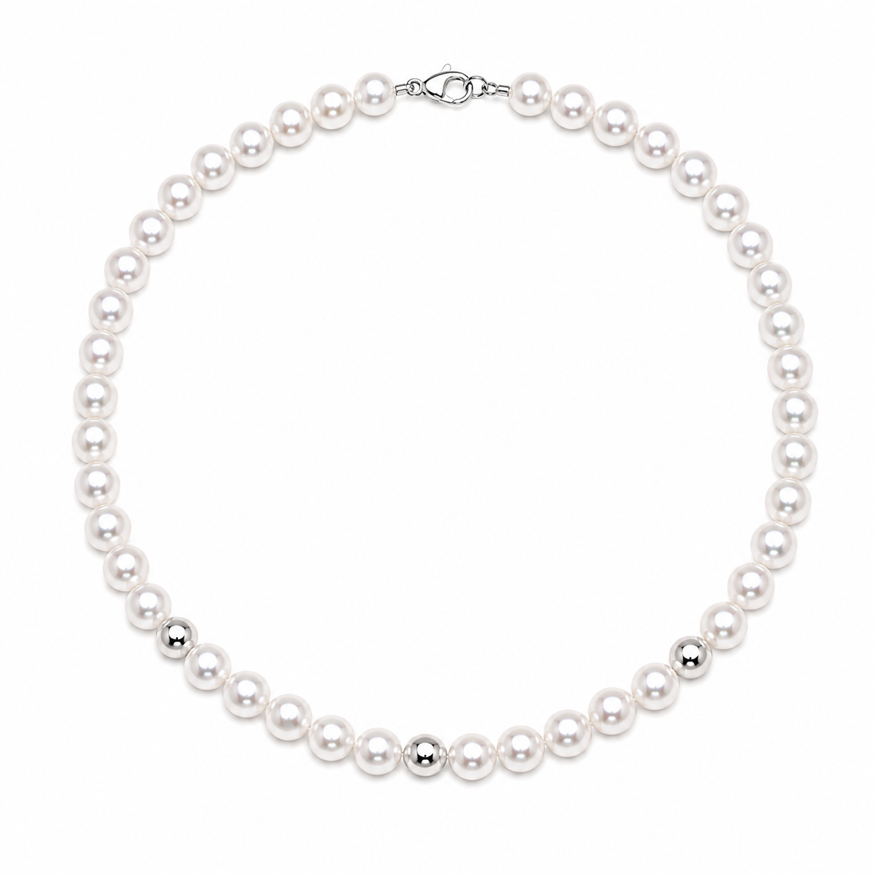 Ellegi Gioielli | Collana di perle con 3 sfere lisce in oro bianco