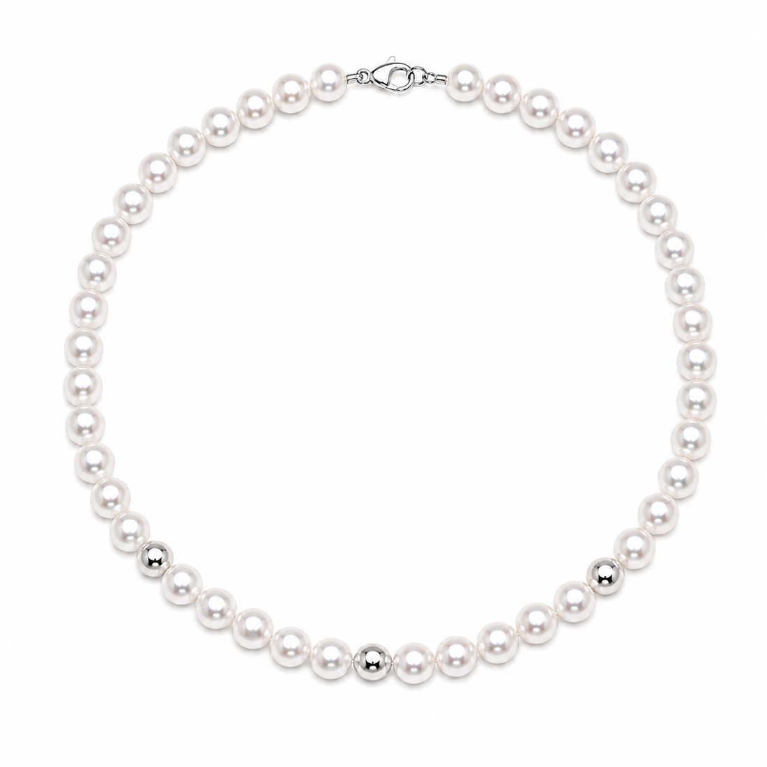Ellegi Gioielli | Collana di perle con 3 sfere lisce in oro bianco