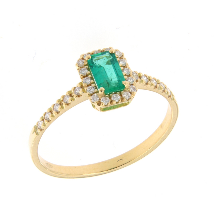 Gioielli del Sole | Anello in oro giallo con diamanti e smeraldo