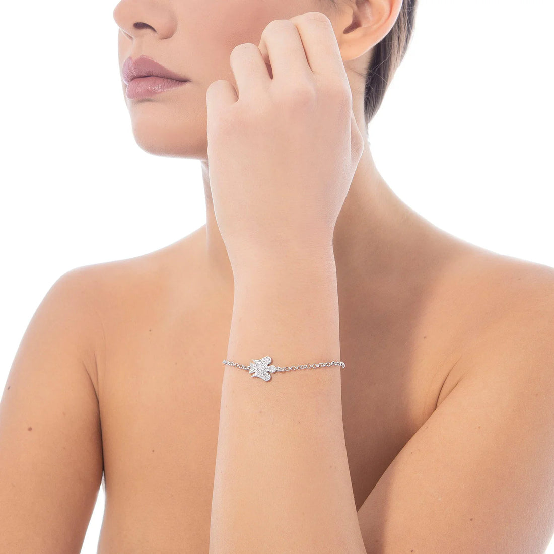 Roberto Giannotti | Bracciale con angelo "double face" in argento e zirconi