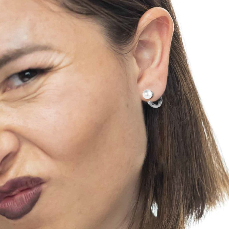 Marlù | Orecchino a lobo a cerchietto 1,5 cm con chiusura perla