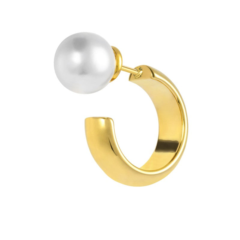 Marlù | Orecchino a lobo a cerchietto 1,5 cm con chiusura perla