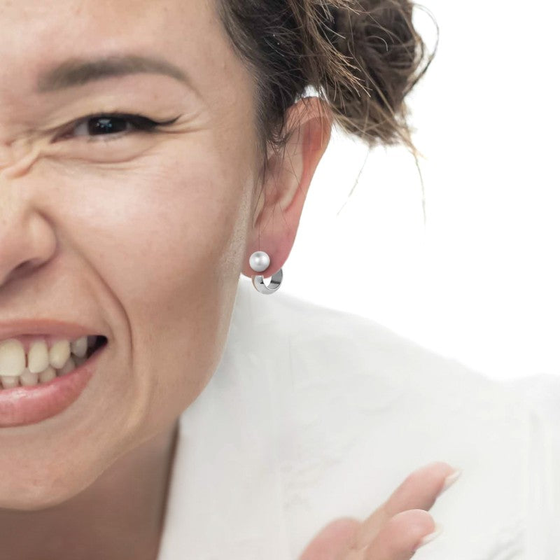 Marlù | Orecchino a lobo a cerchietto 1,8 cm con chiusura perla