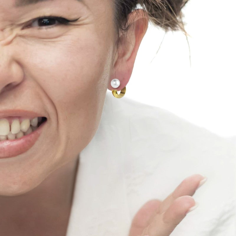 Marlù | Orecchino a lobo a cerchietto 1,8 cm con chiusura perla