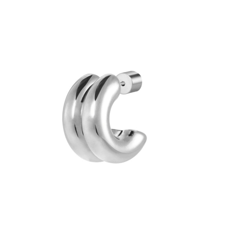 Marlù | Orecchino a lobo a cerchietto doppio 1,5 cm con chiusura perla