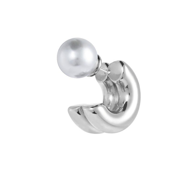 Marlù | Orecchino a lobo a cerchietto doppio 1,5 cm con chiusura perla