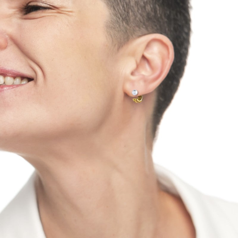 Marlù | Orecchino a lobo a cerchietto doppio 1,5 cm con chiusura perla