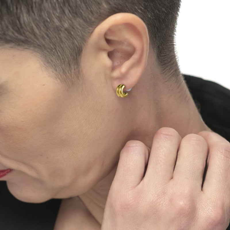 Marlù | Orecchino a lobo a cerchietto doppio 1,5 cm con chiusura perla