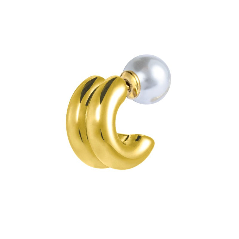 Marlù | Orecchino a lobo a cerchietto doppio 1,5 cm con chiusura perla