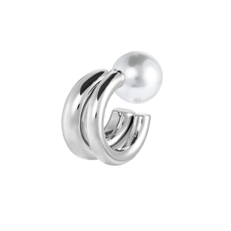 Marlù | Orecchino a lobo a cerchietto doppio 2,1 cm con chiusura perla