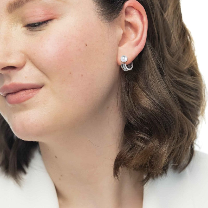 Marlù | Orecchino a lobo a cerchietto doppio 2,1 cm con chiusura perla