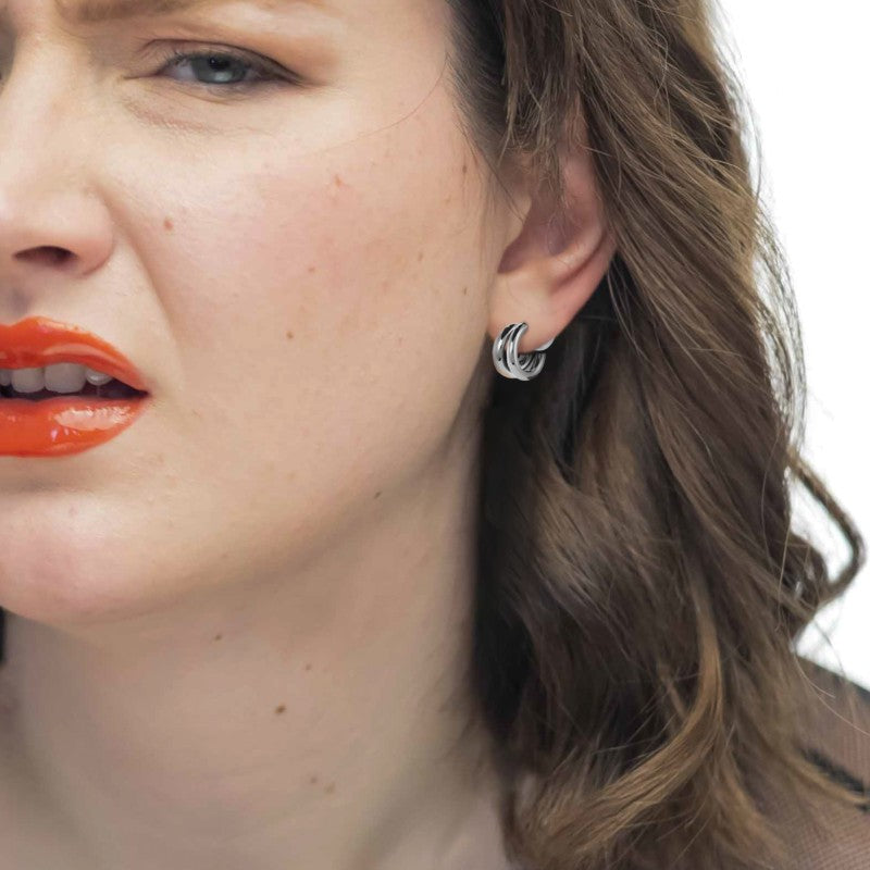 Marlù | Orecchino a lobo a cerchietto doppio 2,1 cm con chiusura perla