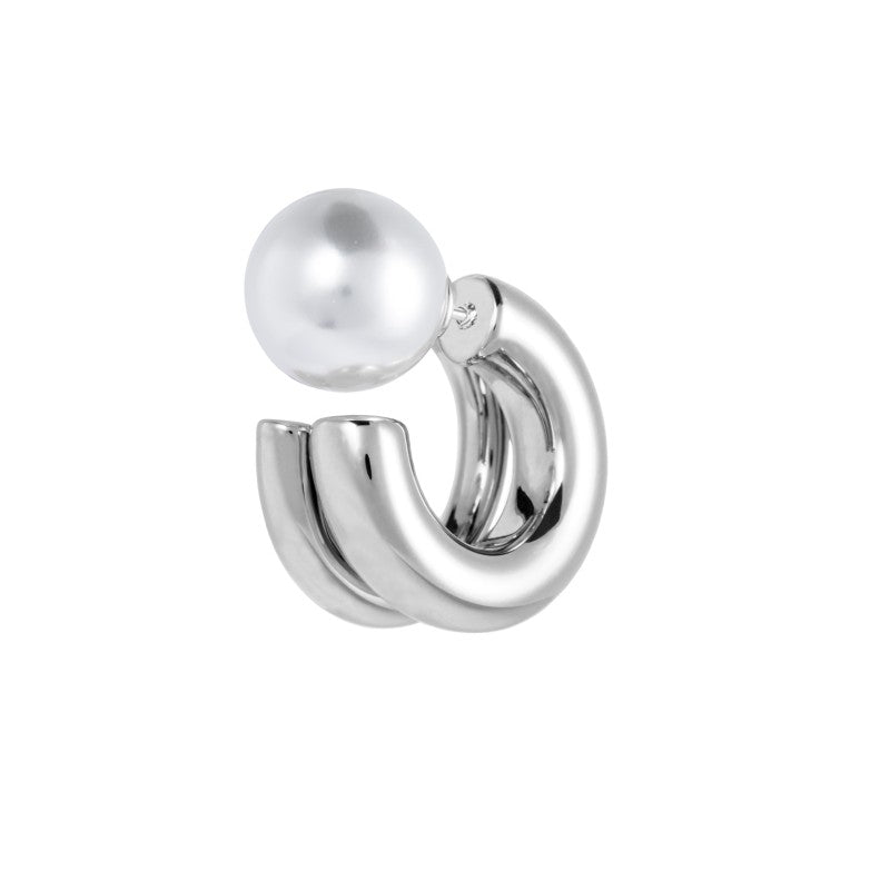 Marlù | Orecchino a lobo a cerchietto doppio 2,1 cm con chiusura perla