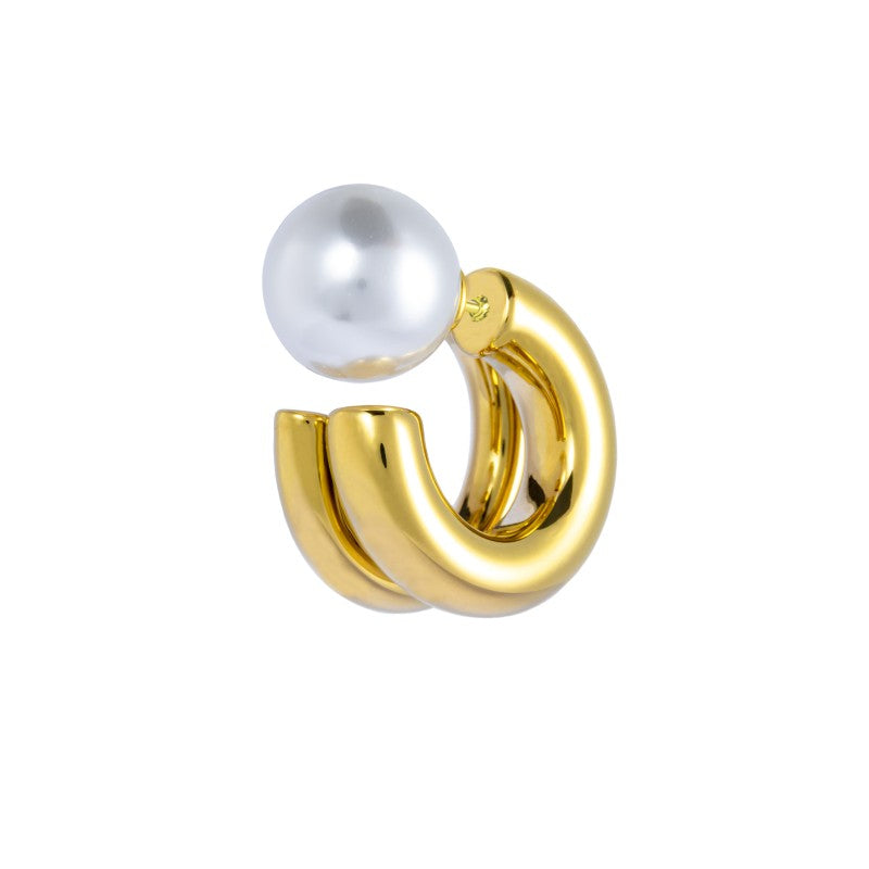Marlù | Orecchino a lobo a cerchietto doppio 2,1 cm con chiusura perla