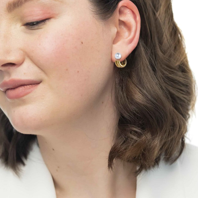 Marlù | Orecchino a lobo a cerchietto doppio 2,1 cm con chiusura perla