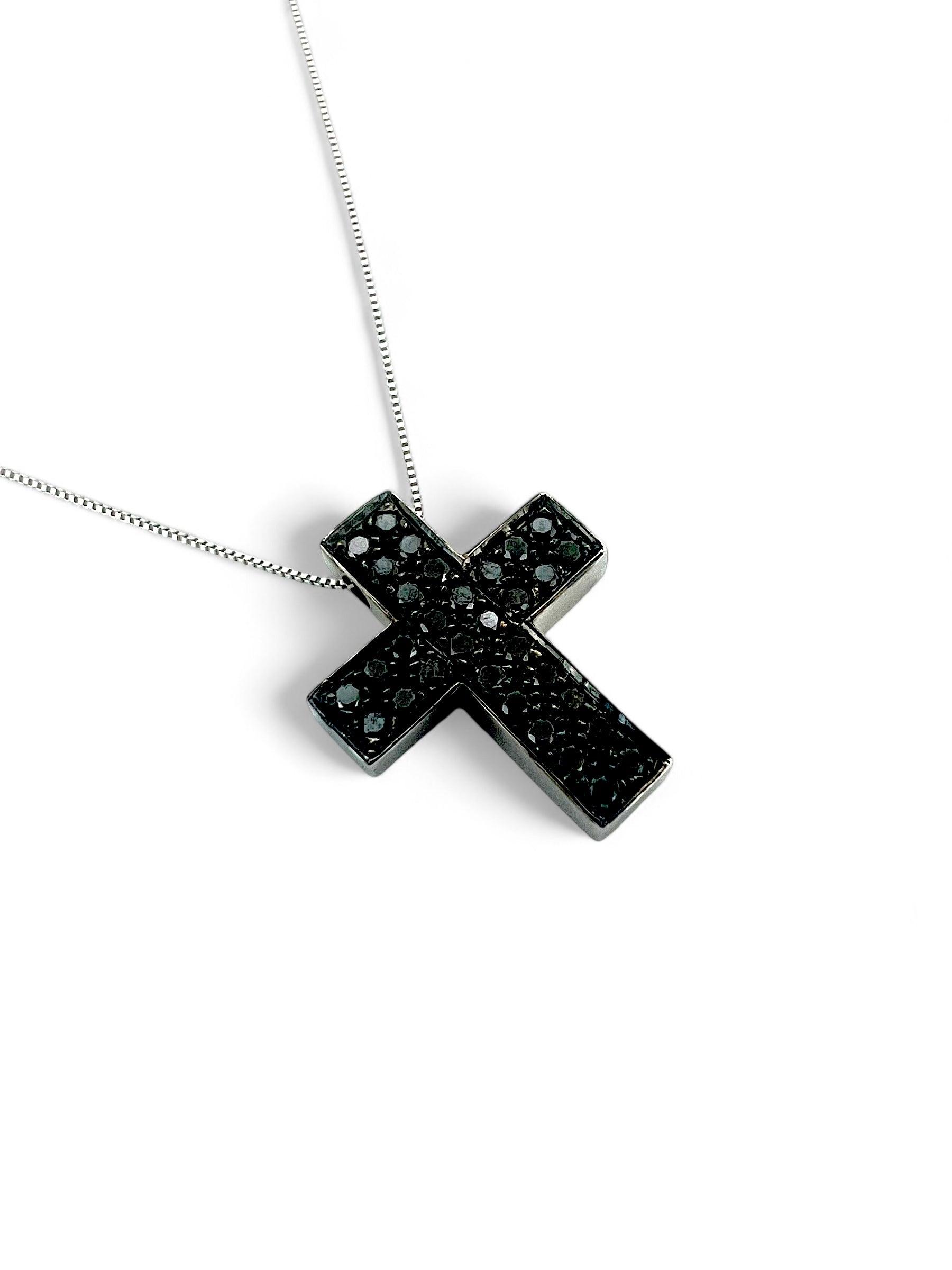 Gemelli A Croce Nera – 18mm X 18mm – Rodiati – Classici Ed Eleganti – Regalo Con Tasca In Pelle Scamosciata – Spedizione Gratuita