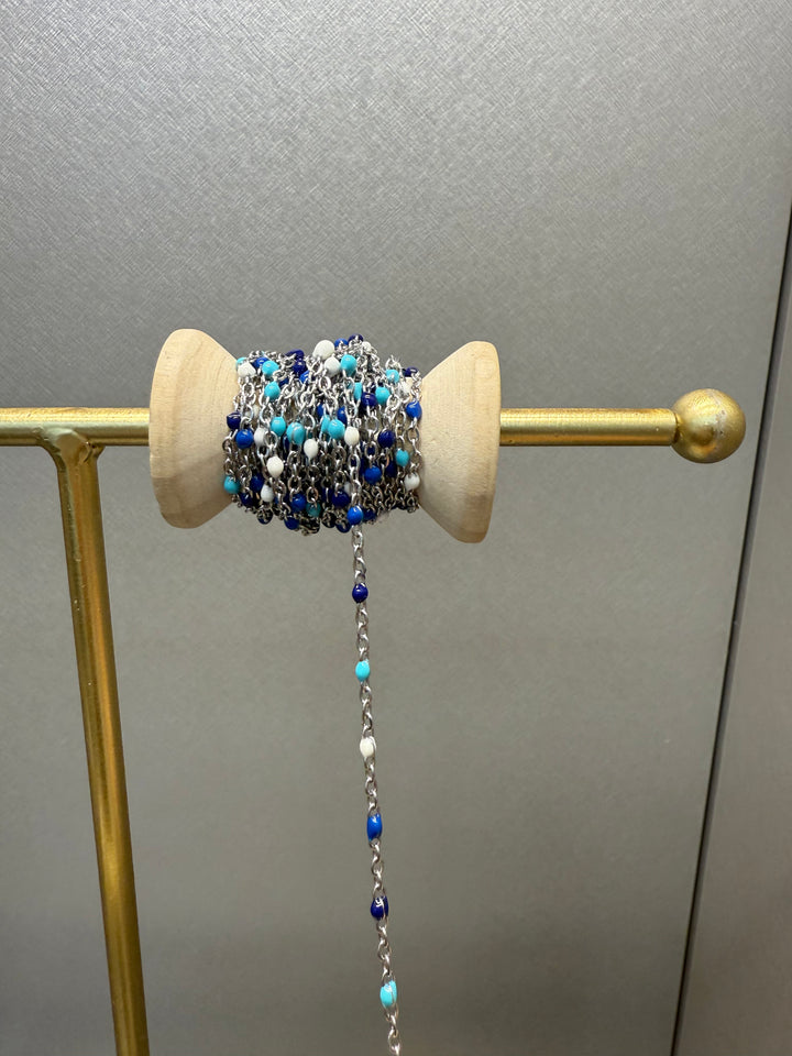 Ellegi Bijoux | Bracciale saldato maglia con sfere blu, azzurre e bianche