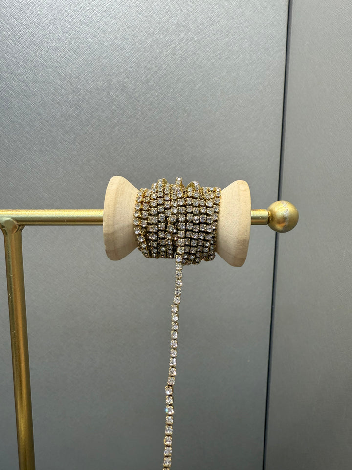 Ellegi Bijoux | Bracciale saldato maglia tennis bianco con base dorata
