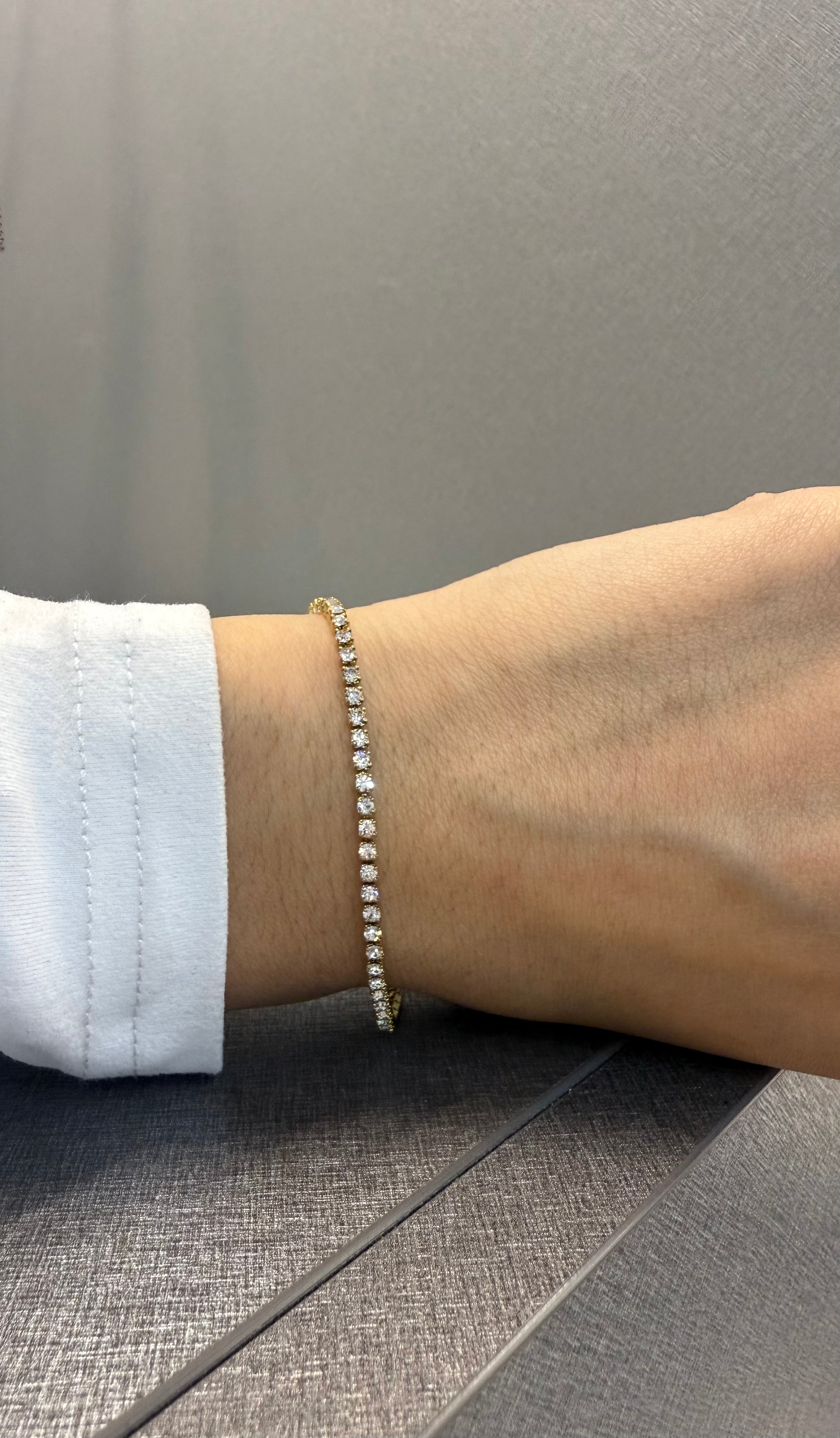 Ellegi Bijoux | Bracciale saldato maglia tennis bianco con base dorata