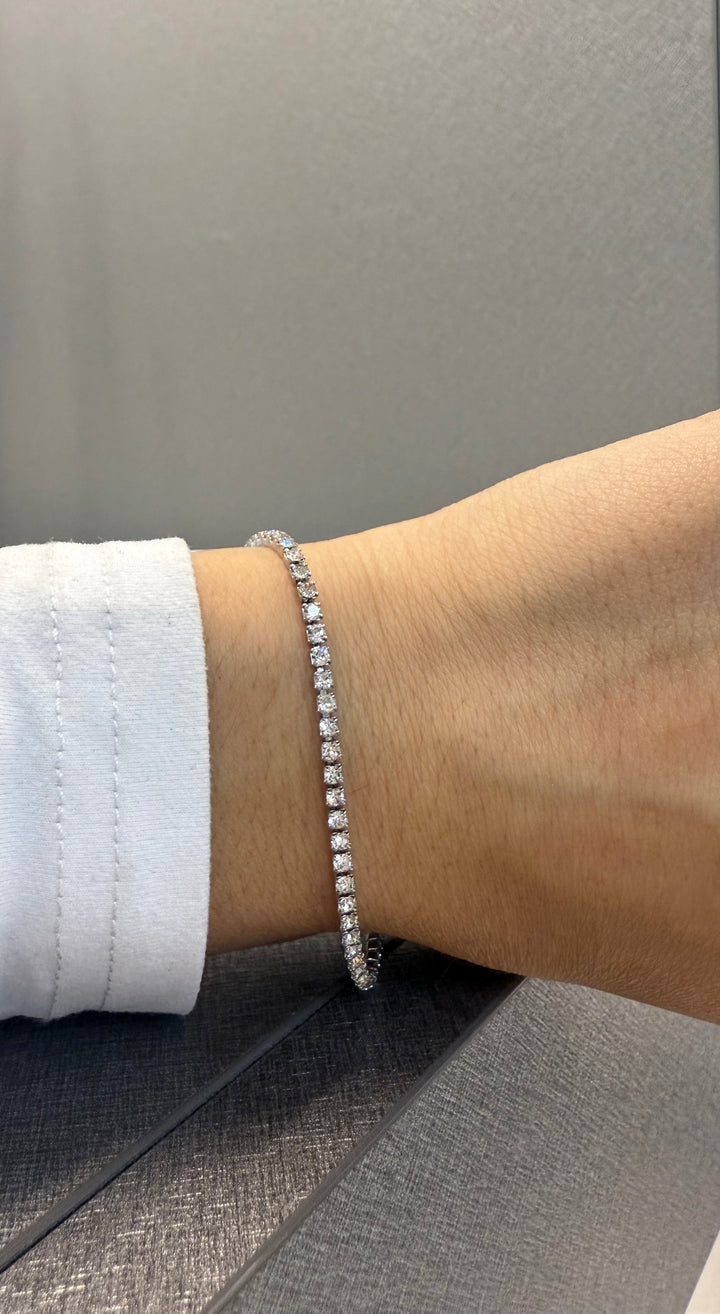 Ellegi Argento | Bracciale saldato maglia tennis azzurro