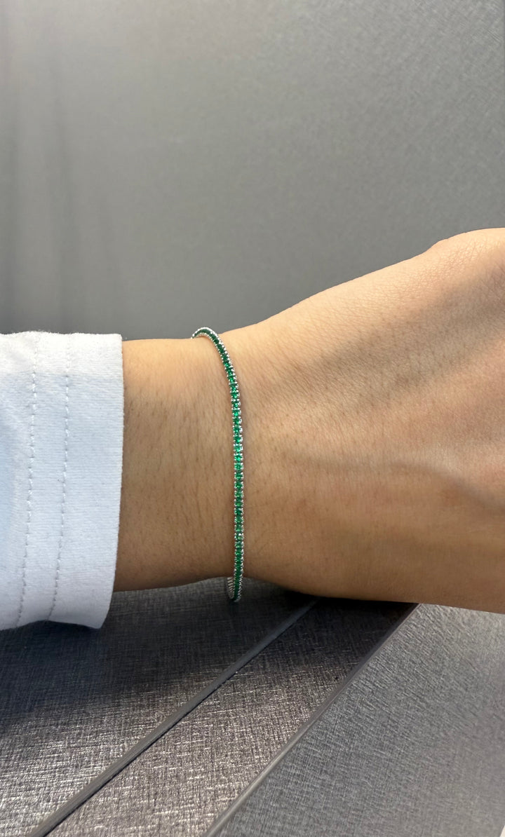 Ellegi Argento | Bracciale saldato maglia tennis verde