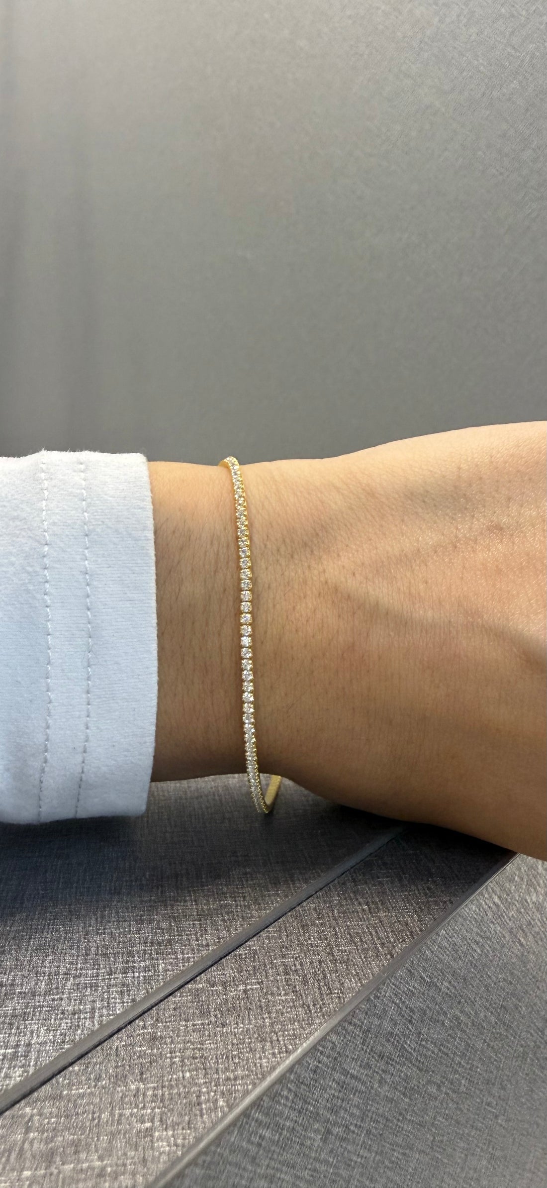 Ellegi Argento | Bracciale saldato maglia tennis bianco con base dorata