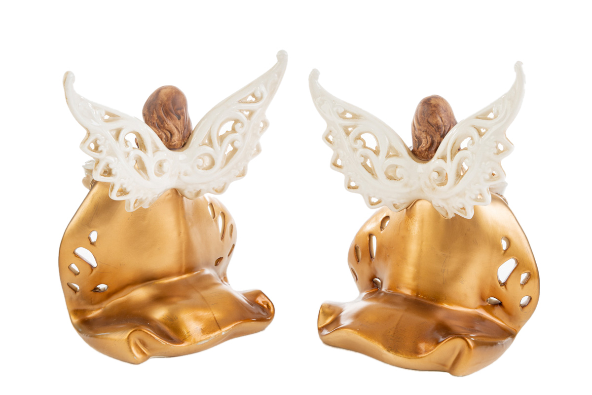 Le Stelle | Portacandela angelo bianco e oro