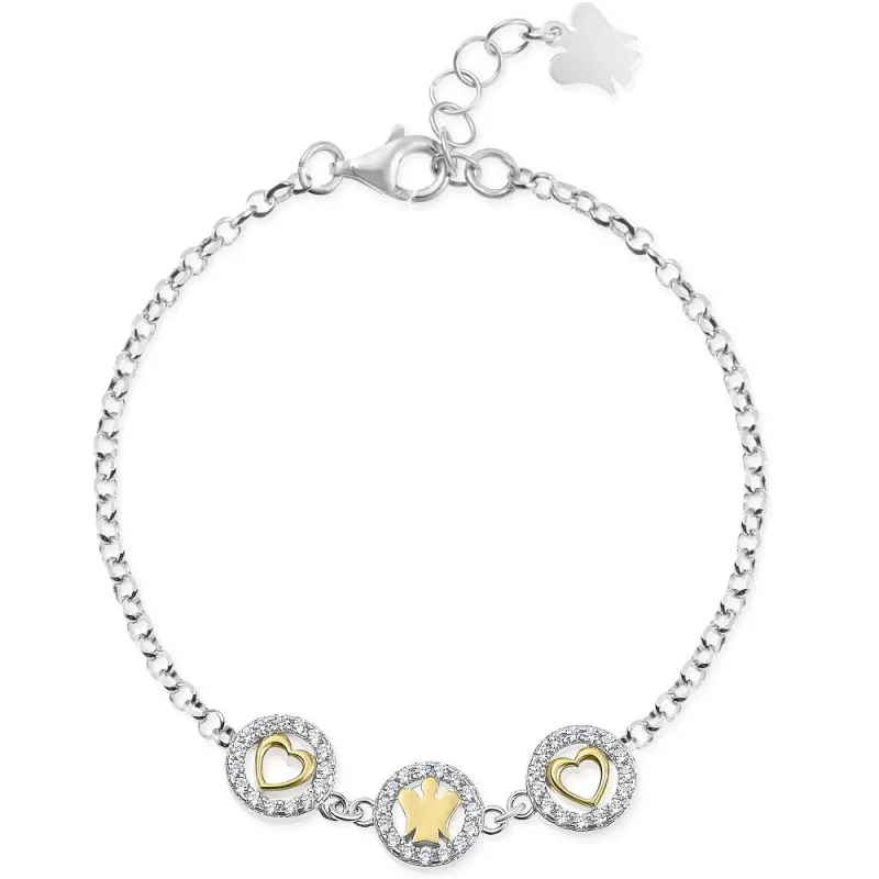 Roberto Giannotti | Bracciale con tre tondi e cuori e angelo