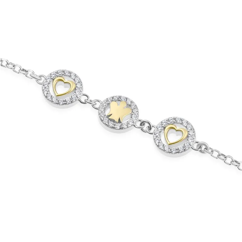 Roberto Giannotti | Bracciale con tre tondi e cuori e angelo