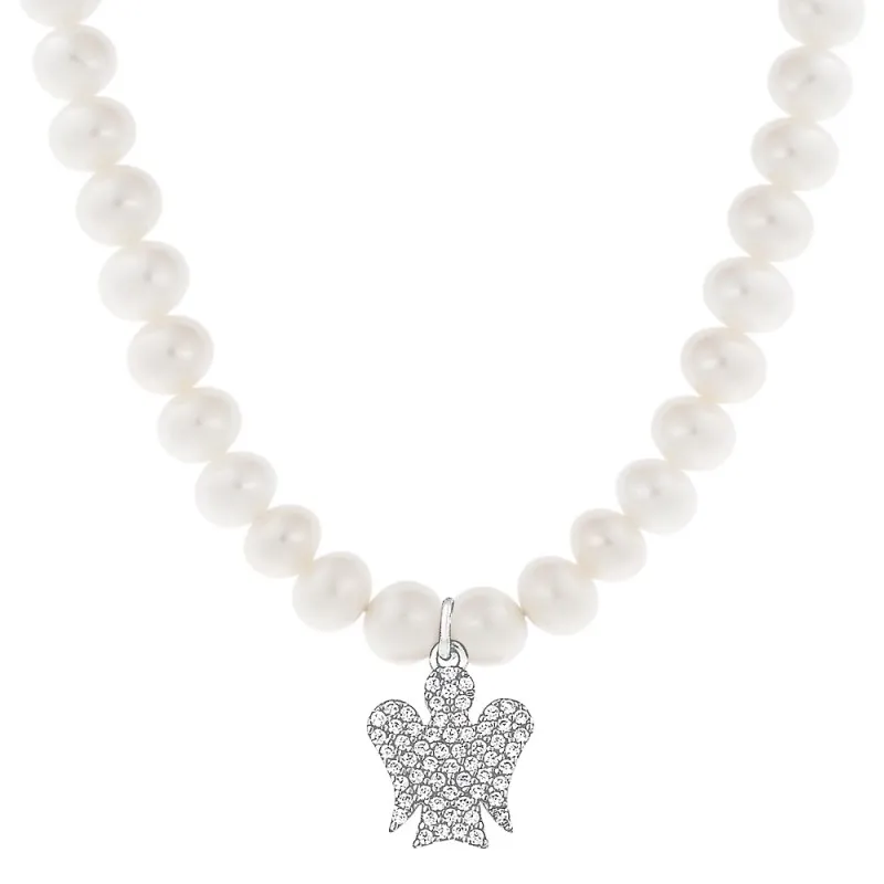 Roberto Giannotti | Collana di perle bianche con pendente angelo
