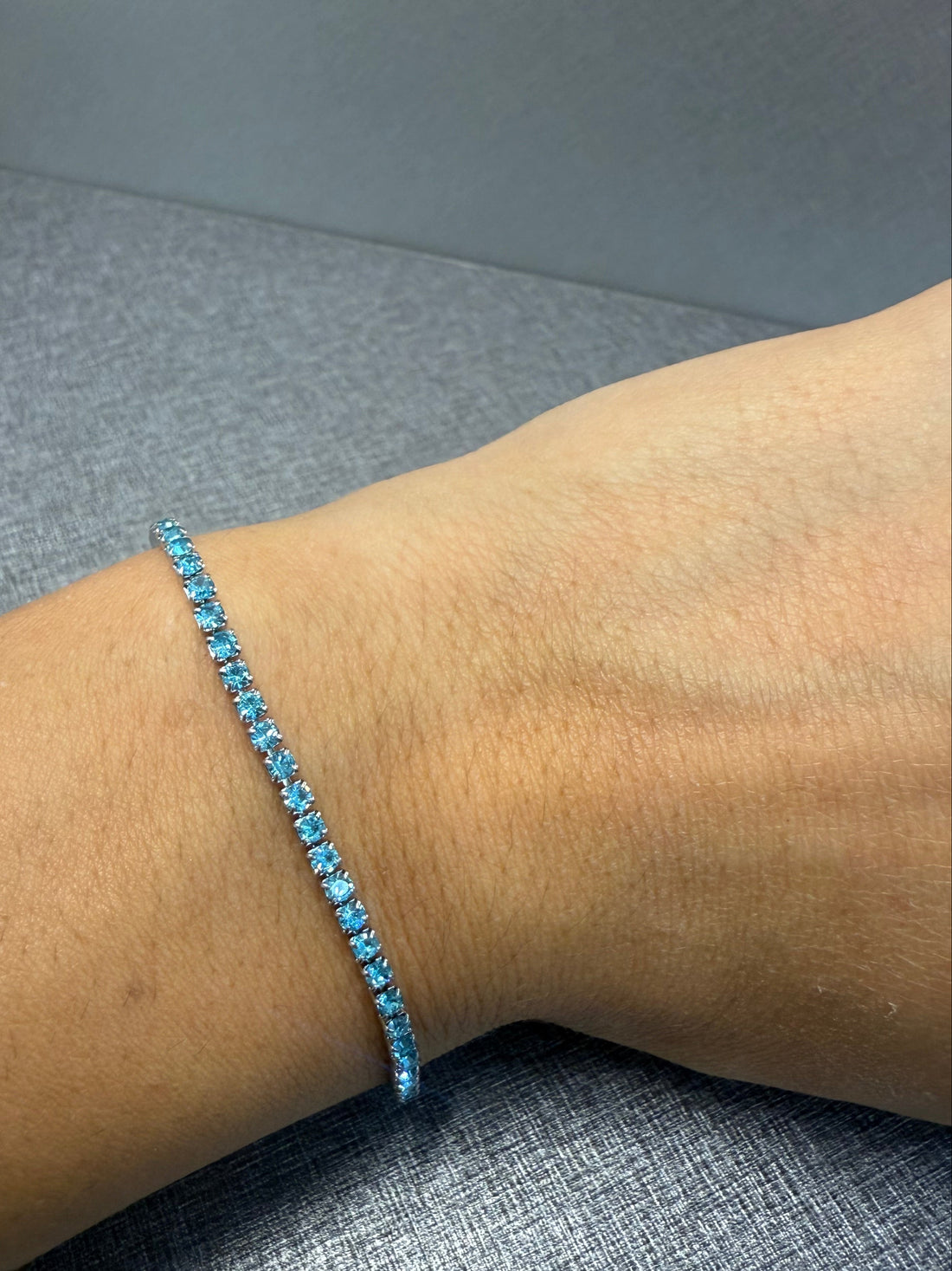 Ellegi Bijoux | Bracciale saldato maglia tennis celeste
