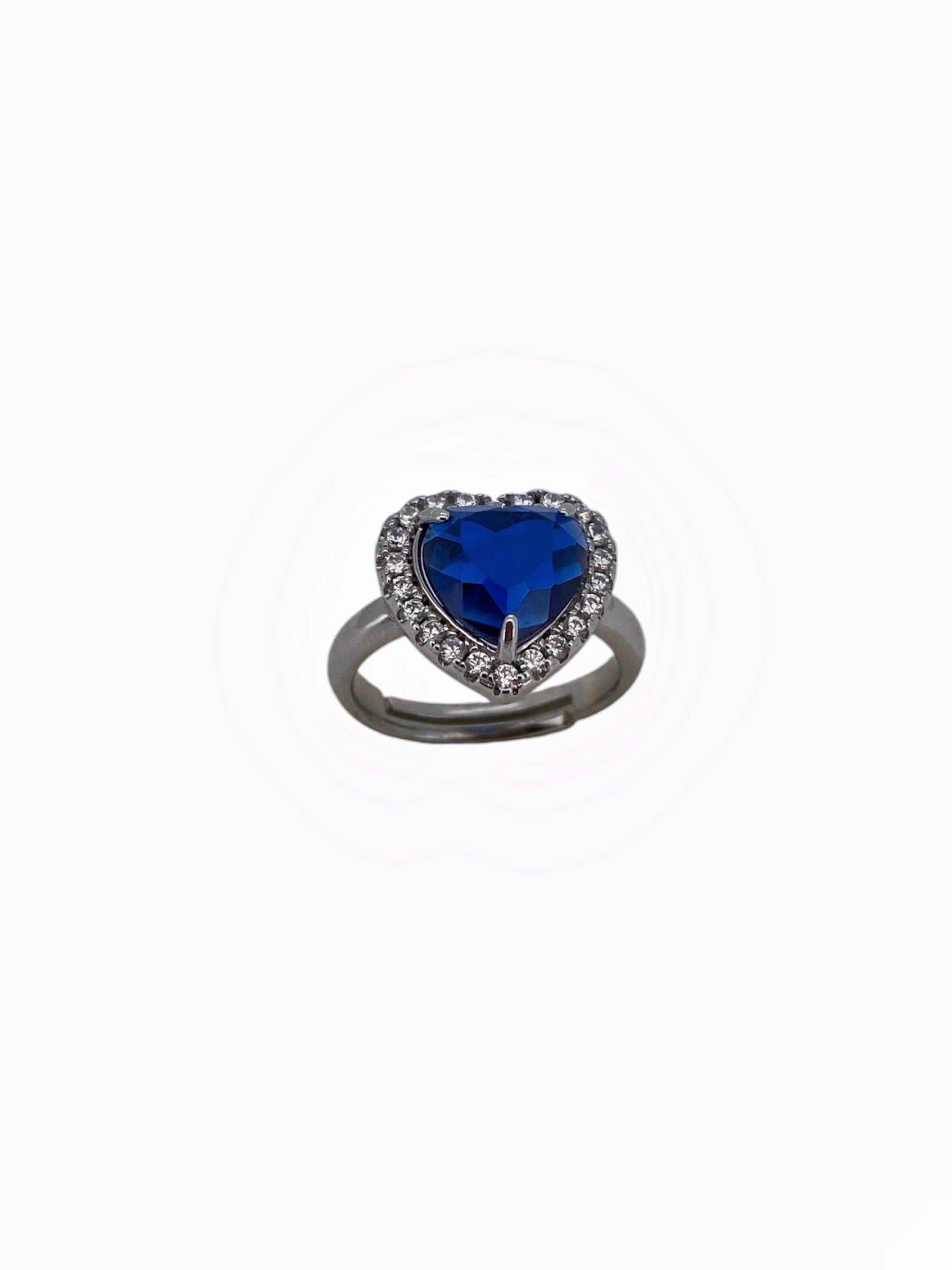 Ellegi argento | Anello cuore blu in argento con zirconi