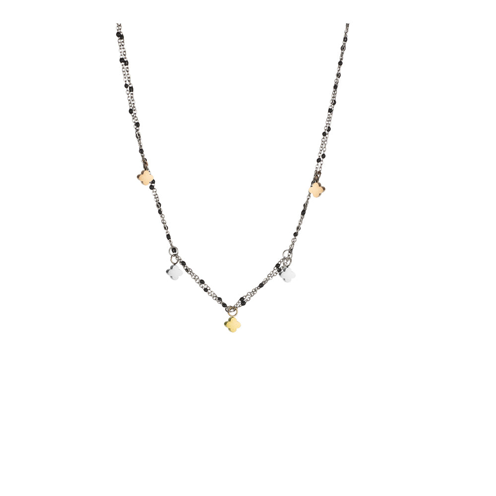 Sovrani | Collana doppio filo con quadrifogli