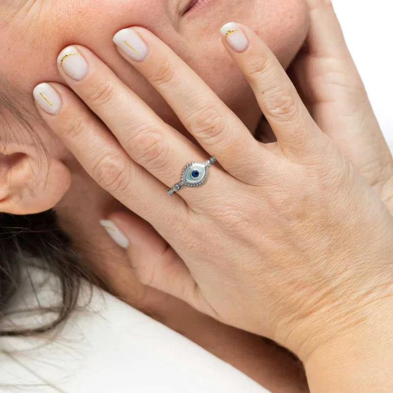 Marlù | Anello con occhio con zircone blu