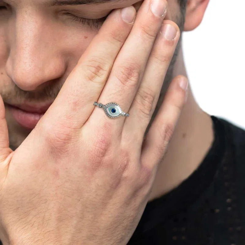 Marlù | Anello con occhio con zircone blu