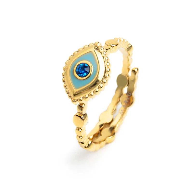 Marlù | Anello con occhio con zircone blu