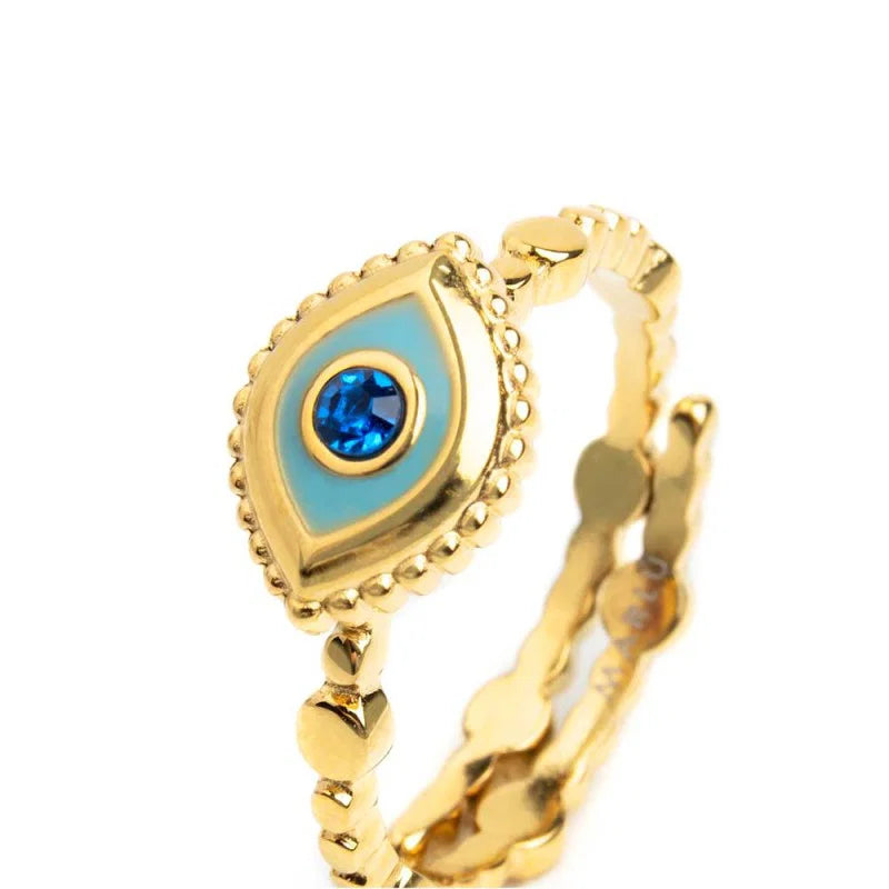 Marlù | Anello con occhio con zircone blu