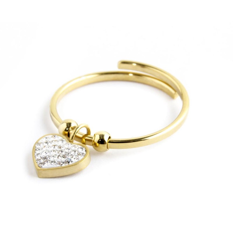 Marlù | Anello cuore cristalli pendente
